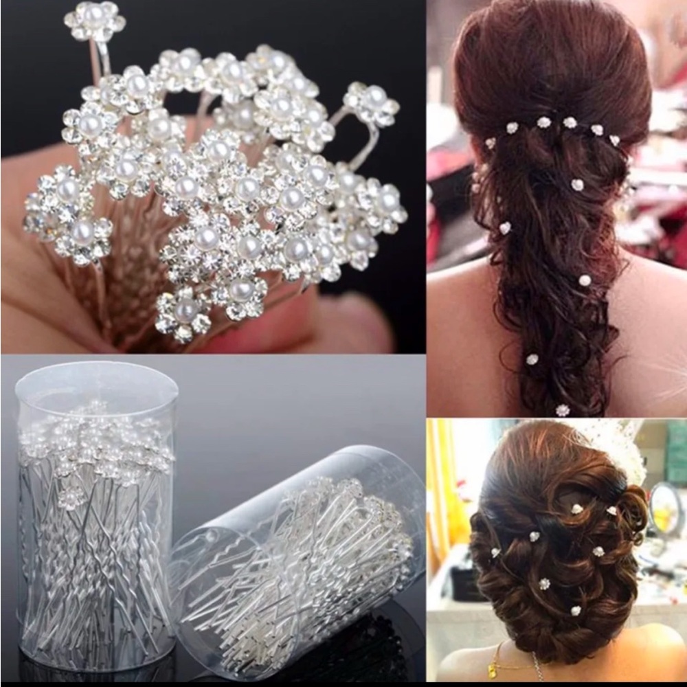 20 pieces Elegant Silver Floral Hair Pins